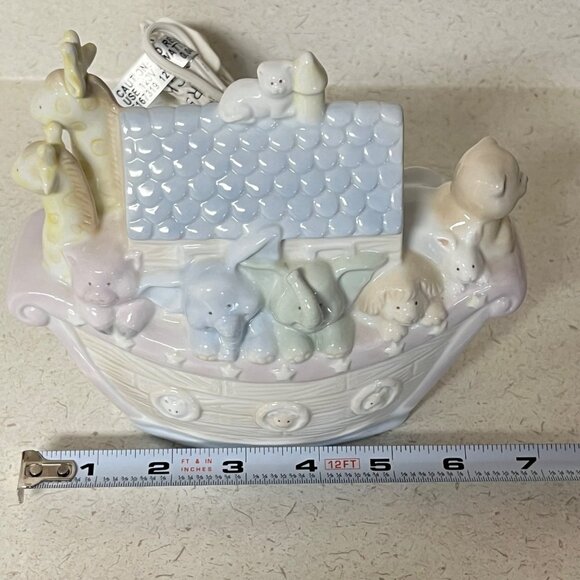 Noahs Ark Ceramic Night Light Lamp Nursery Decor Pastel Animals Elephant Giraffe - Picture 9 of 12